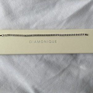 Diamonique Round S-Bar Tennis Bracelet Sterling 7-1/4